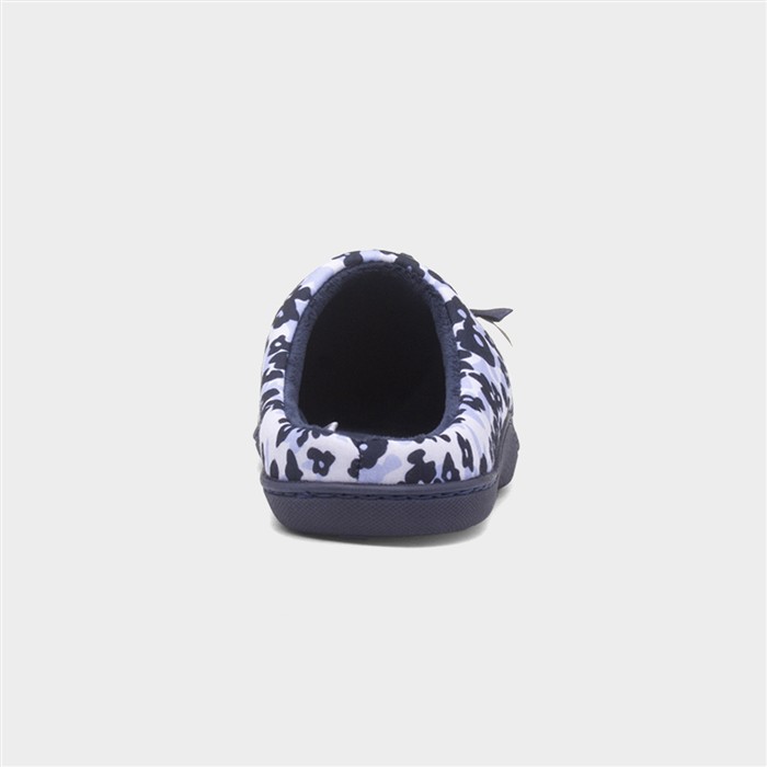 Womens Navy Mule Bow Slipper