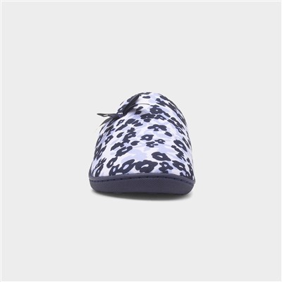 Womens Navy Mule Bow Slipper