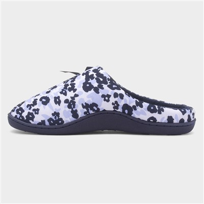Womens Navy Mule Bow Slipper