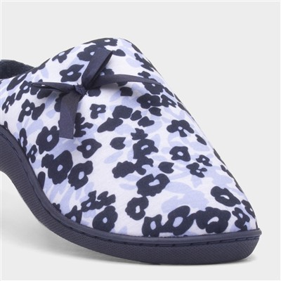 Womens Navy Mule Bow Slipper