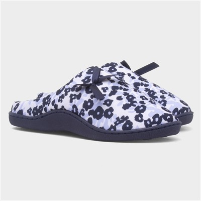Womens Navy Mule Bow Slipper