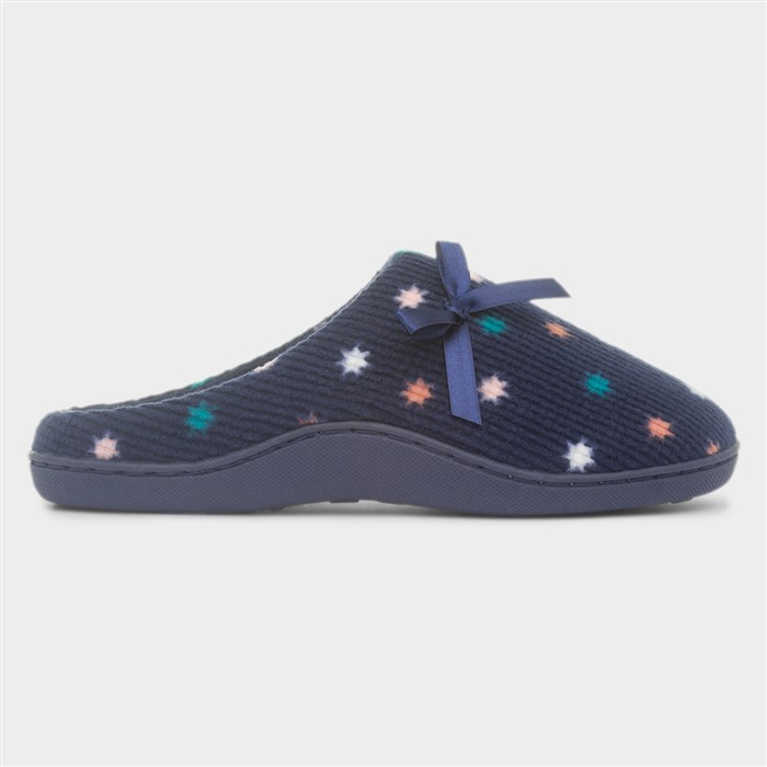 Womens Navy Star Mule Slipper
