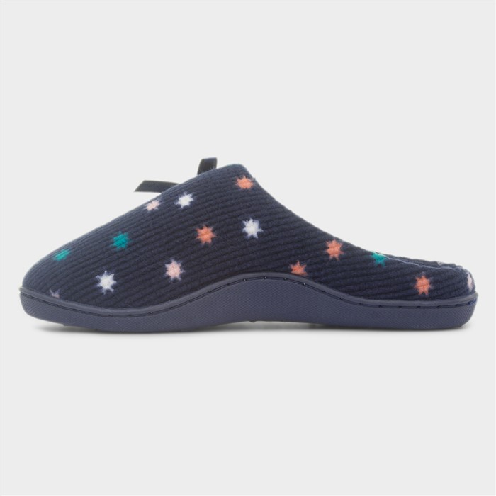 Womens Navy Star Mule Slipper
