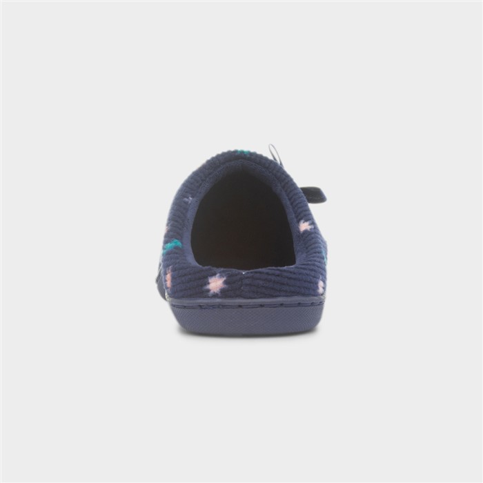 Womens Navy Star Mule Slipper
