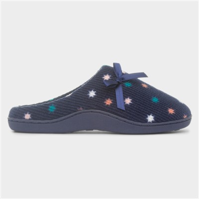 Womens Navy Star Mule Slipper