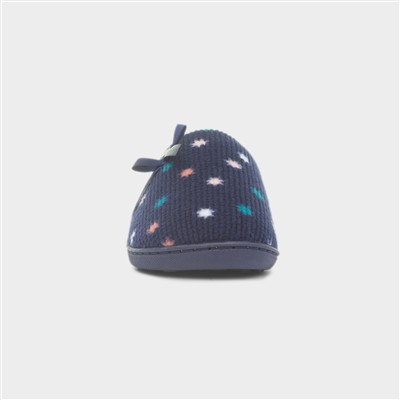 Womens Navy Star Mule Slipper