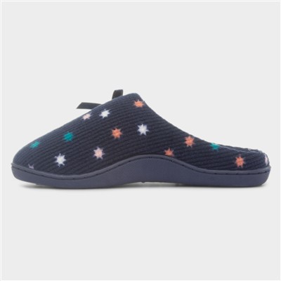 Womens Navy Star Mule Slipper
