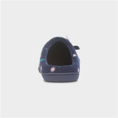 Womens Navy Star Mule Slipper