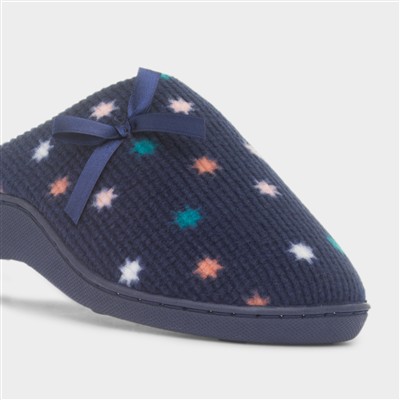 Womens Navy Star Mule Slipper