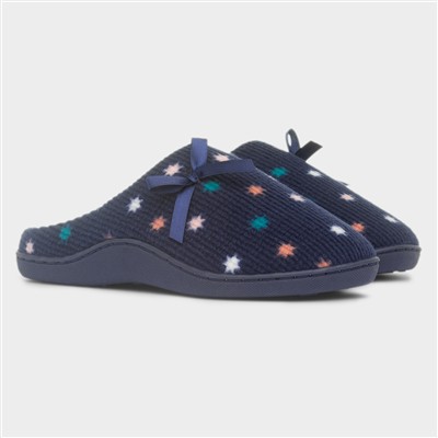 Womens Navy Star Mule Slipper