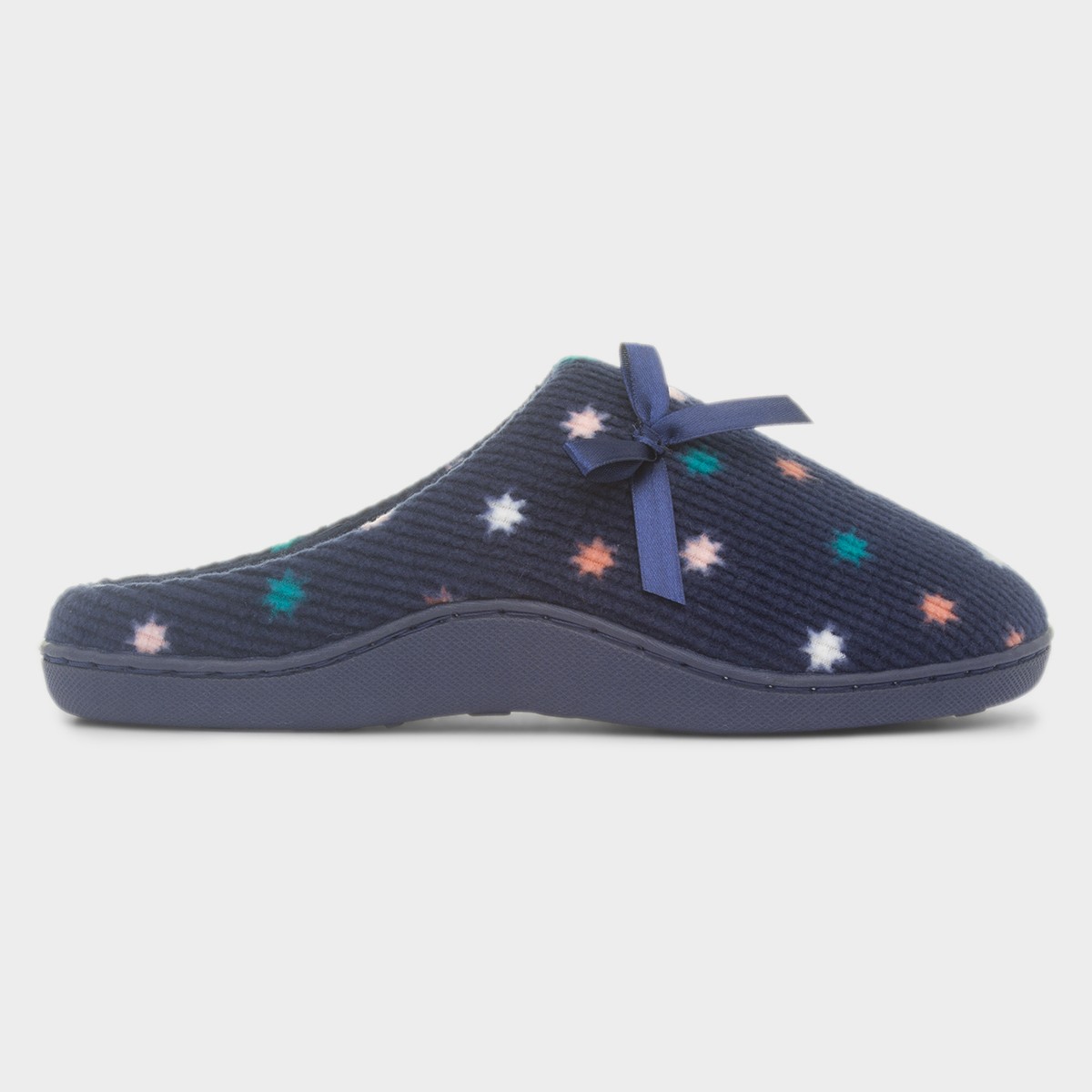 Womens Navy Star Mule Slipper