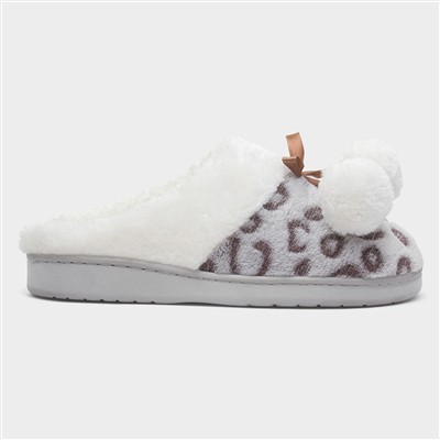 Womens Grey Leopard Mule