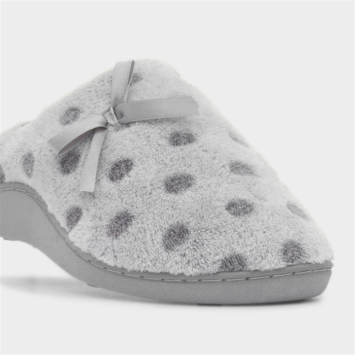 Womens Grey Polka Dot Mule