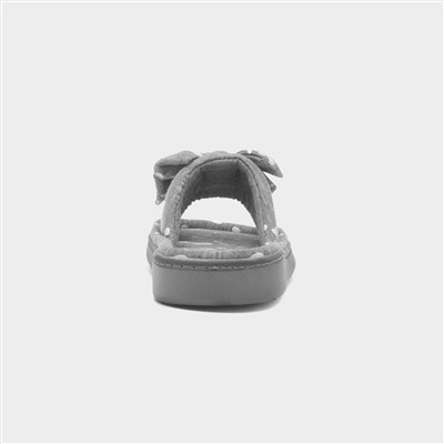 Grey Womens Bow Mule Slipper