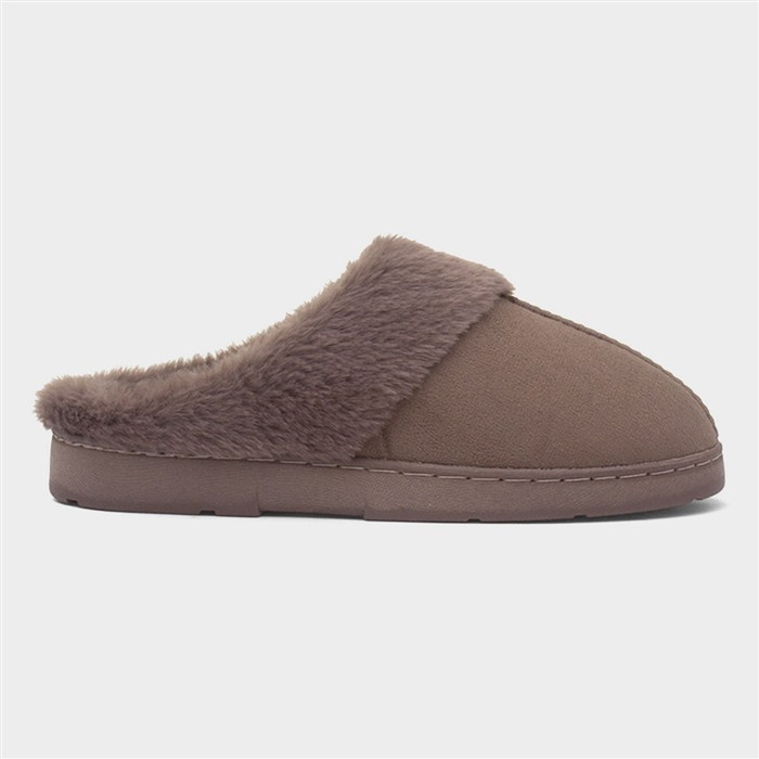 Womens Brown Faux Fur Mule