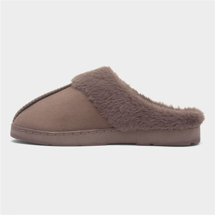 Womens Brown Faux Fur Mule