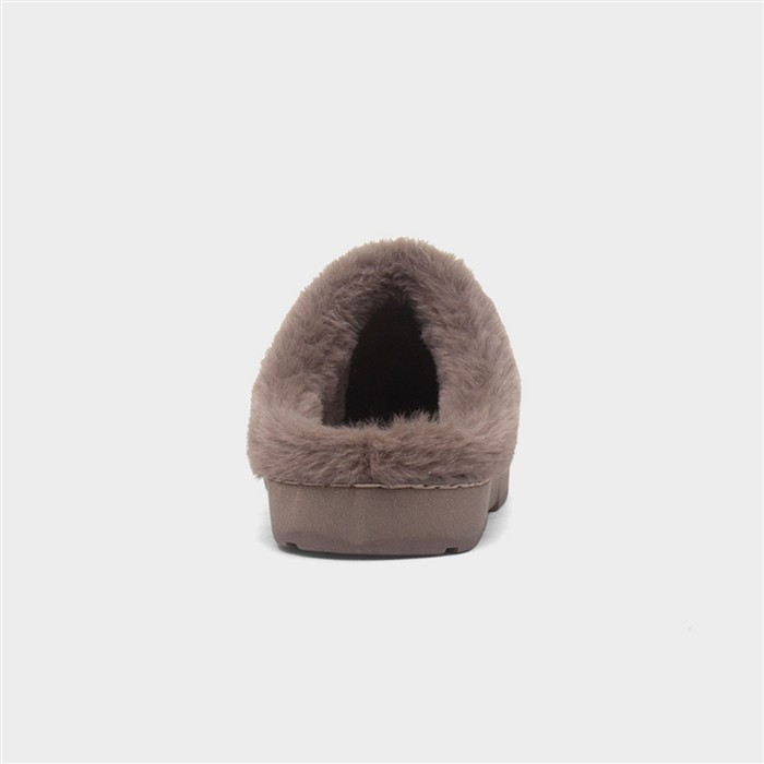 Womens Brown Faux Fur Mule