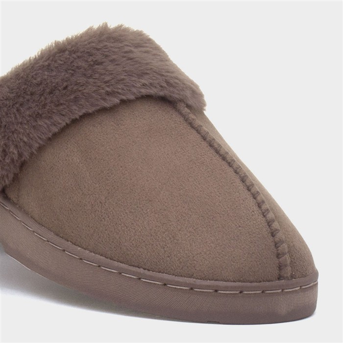 Womens Brown Faux Fur Mule