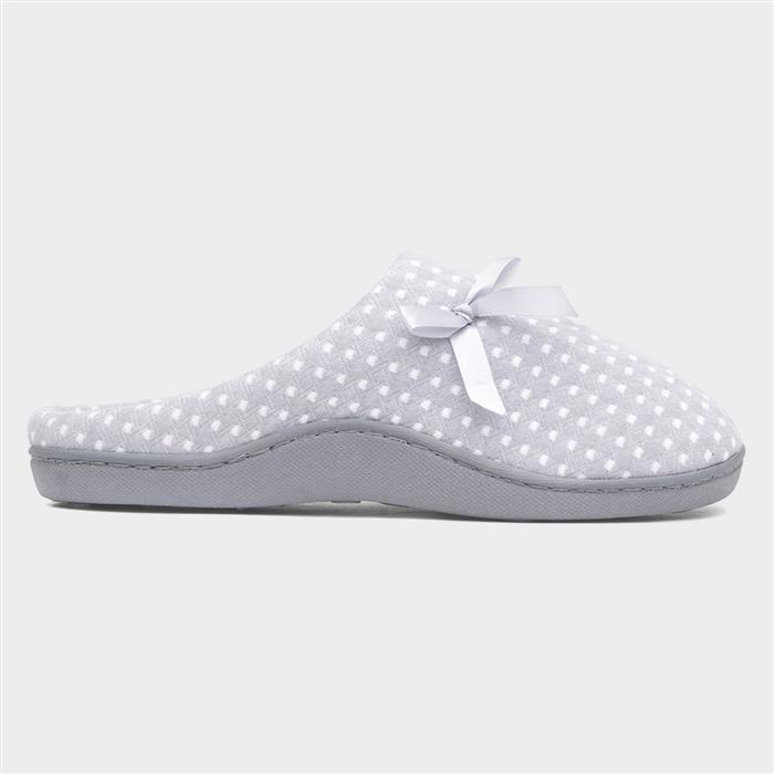Womens Blue Mule Bow Slipper