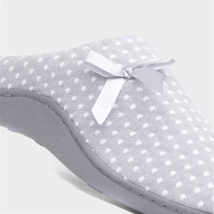 Womens Blue Mule Bow Slipper