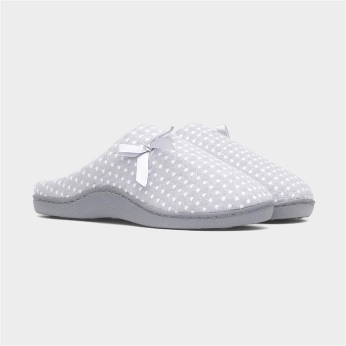 Womens Blue Mule Bow Slipper