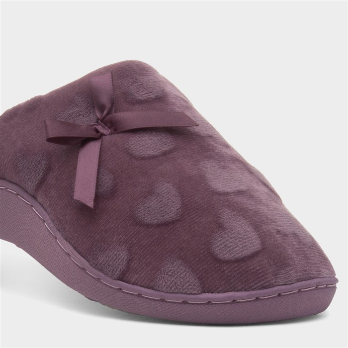 Womens Berry Heart Bow Mule