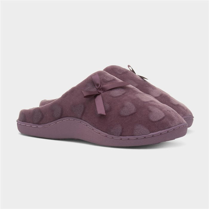 Womens Berry Heart Bow Mule