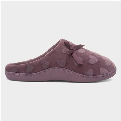 Womens Berry Heart Bow Mule
