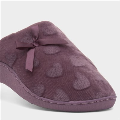 Womens Berry Heart Bow Mule