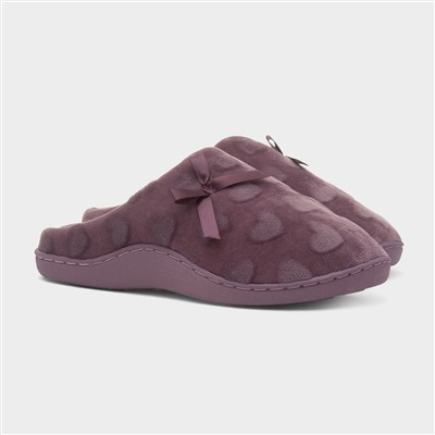 Womens Berry Heart Bow Mule