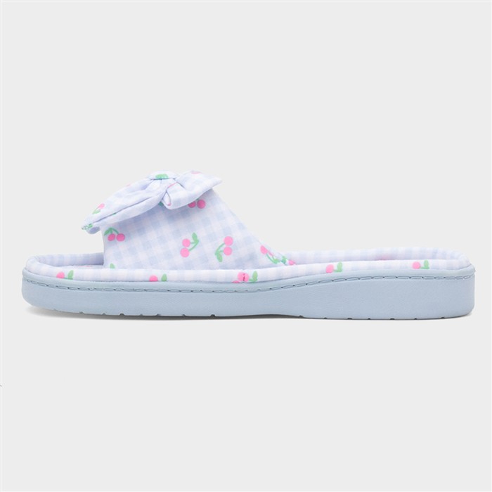 Womens Blue Bow Mule Slipper
