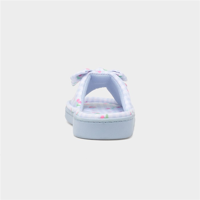 Womens Blue Bow Mule Slipper