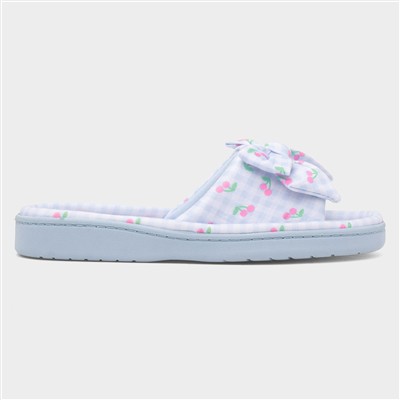 Womens Blue Bow Mule Slipper