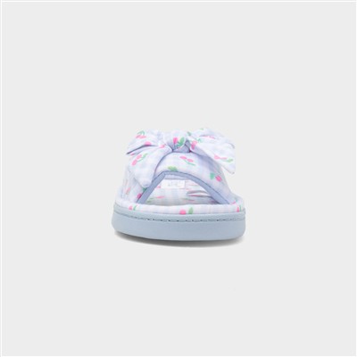 Womens Blue Bow Mule Slipper
