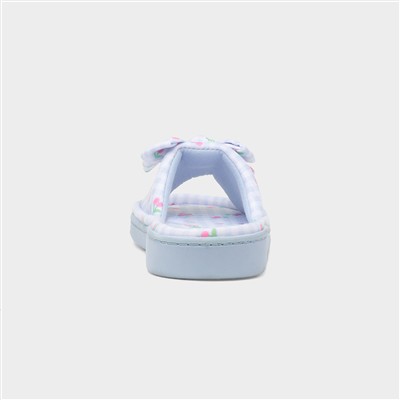 Womens Blue Bow Mule Slipper