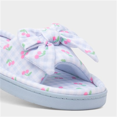 Womens Blue Bow Mule Slipper