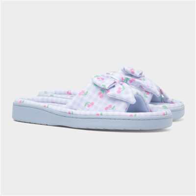 Womens Blue Bow Mule Slipper