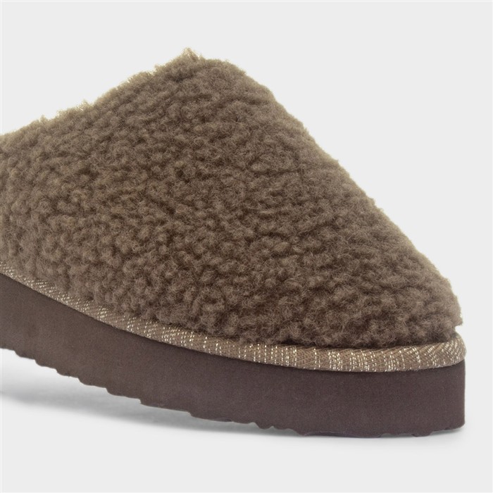 Womens Brown Mule Slipper