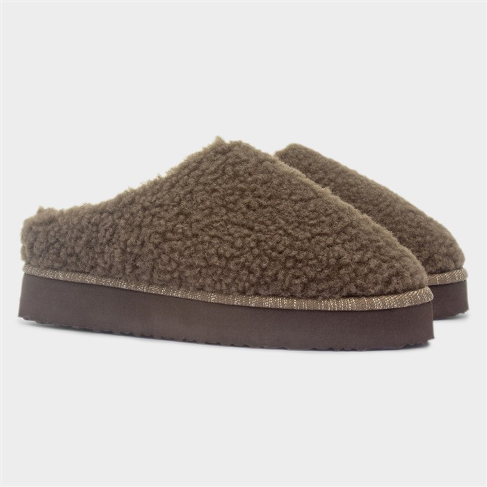 Womens Brown Mule Slipper
