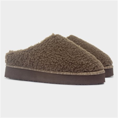 Womens Brown Mule Slipper