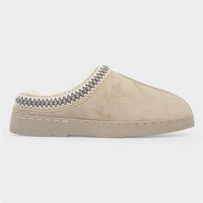 Womens Beige Mule Slippers