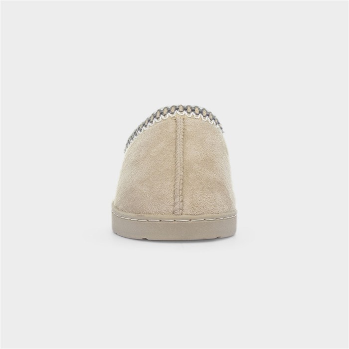 Womens Beige Mule Slippers