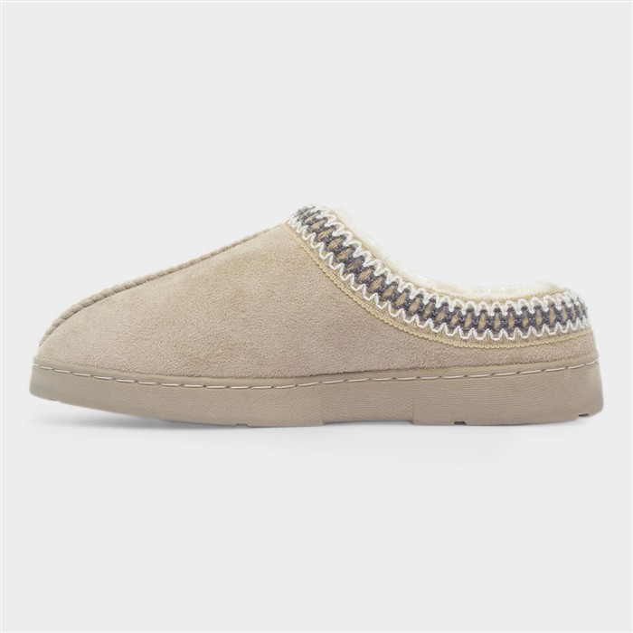 Womens Beige Mule Slippers