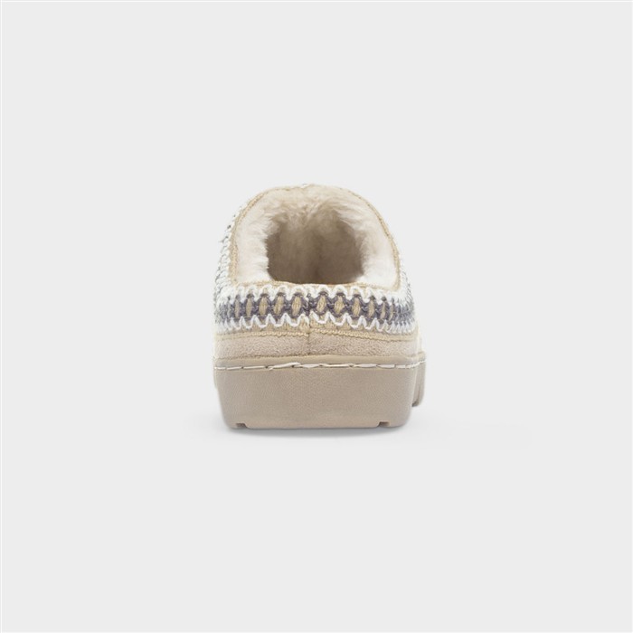 Womens Beige Mule Slippers