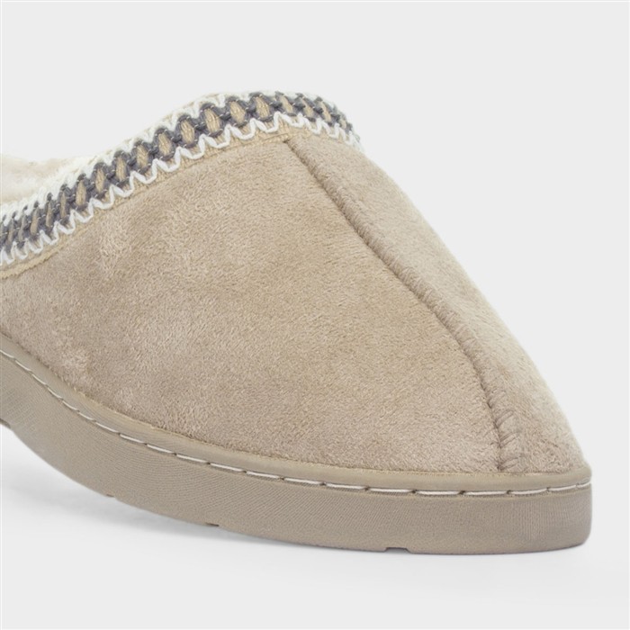 Womens Beige Mule Slippers