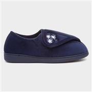 The Slipper Company Womens Easy Fasten in Navy (Click For Details)
