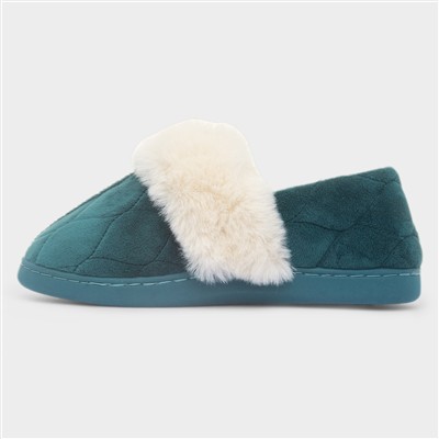 Womens Green Quilted Slipper