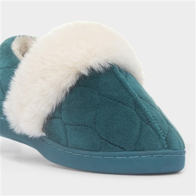 Womens Green Quilted Slipper