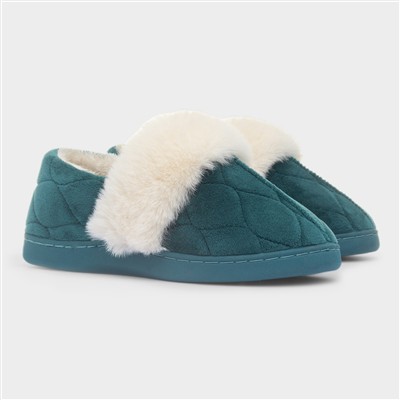 Womens Green Quilted Slipper