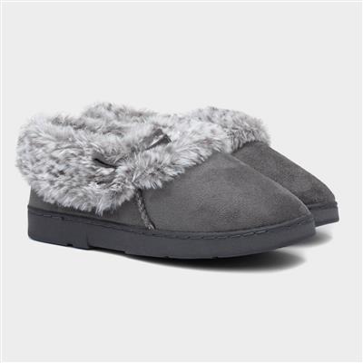Womens Grey Full Slipper